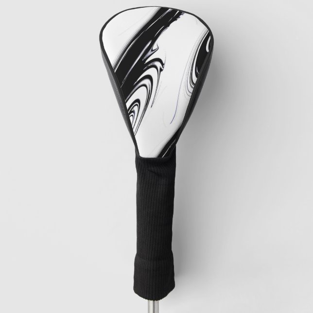 Modern Black and White Golf Head Cover (Front)