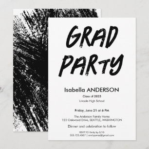 Modern Black and White Graduation Party Invitation