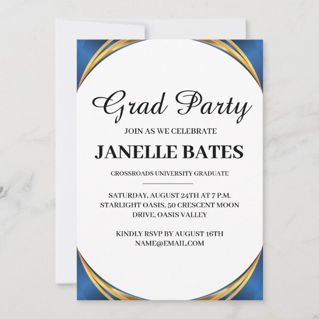 modern black and white graduation party invitation (Front)