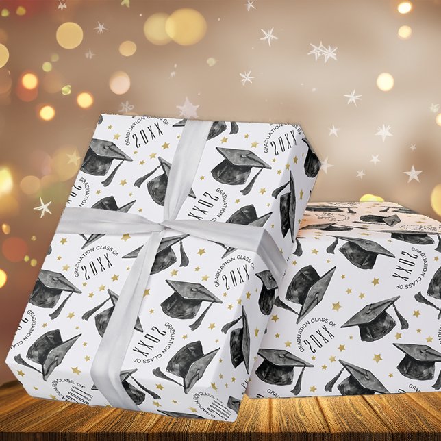 Modern Black and White Graduation Wrapping Paper (Graduation Gift Wrap)