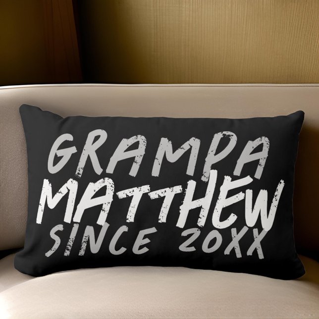 Modern Black and White Grunge For The Cool Grampa Lumbar Cushion (Creator Uploaded)