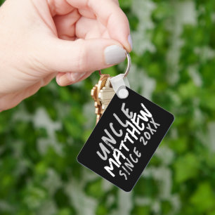 Modern Black and White Grunge For The Cool Uncle Key Ring