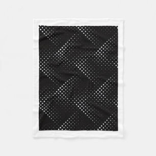 Modern Black and White Halftone Dot Pattern Throw Fleece Blanket