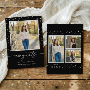 Modern Black and White Handwriting Graduation Announcement
