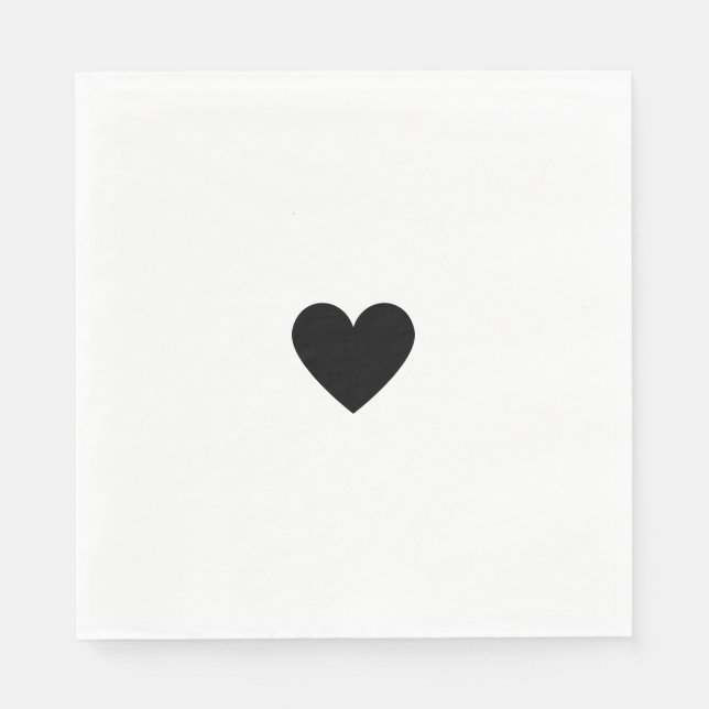 Modern Black and White Heart Napkin (Front)
