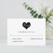 Modern Black and White Heart RSVP Card (Standing Front)