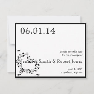 Modern Black and White Heart Save the Date