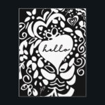 Modern Black and White Hello Postcard<br><div class="desc">Product Name: Modern Black and White Hello Postcard Product Description: The Modern Black and White Hello Postcard is a delightful way to send greetings and warm wishes to your loved ones. This postcard features a contemporary black and white illustration floral pattern that adds a touch of sophistication and charm to...</div>