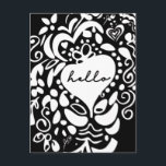 Modern Black and White Hello Postcard<br><div class="desc">Product Name: Modern Black and White Hello Postcard Product Description: The Modern Black and White Hello Postcard is a delightful way to send greetings and warm wishes to your loved ones. This postcard features a contemporary black and white illustration floral pattern that adds a touch of sophistication and charm to...</div>
