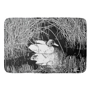 Modern Black and White High Contrast Duck Photo Bath Mat
