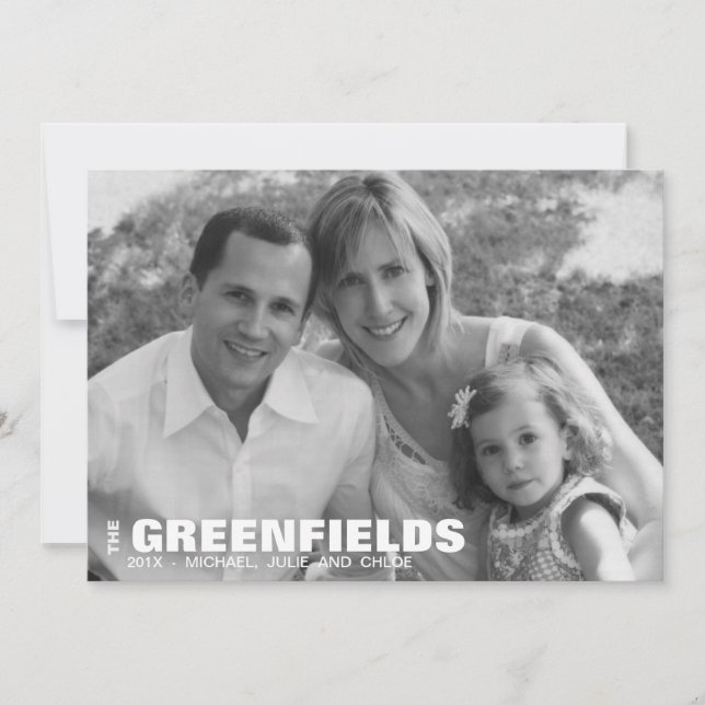 Modern Black and White Holiday Photo Card (Front)