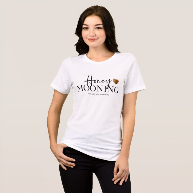 Modern Black and White Honeymooning Personalised Tri-Blend Shirt (Front Full)