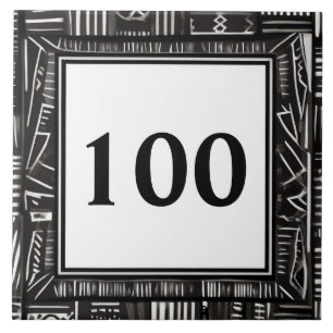 Modern Black and White House Number Plaque Sign Tile