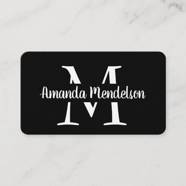 Modern black and white initial business card (Front)
