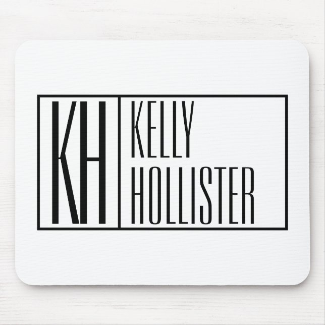 Modern, Black and White, Initials & Name Logo Mouse Pad (Front)