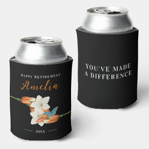Modern Black And White Inspirational Floral Can Cooler