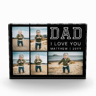 Modern Black and White Keepsake I Love You Dad Photo Block