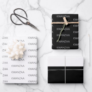 Modern black and white Kwanzaa Wrapping Paper Sheet