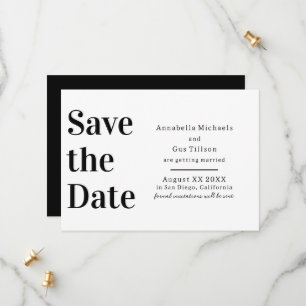 Modern Black and White Large Font Save The Date