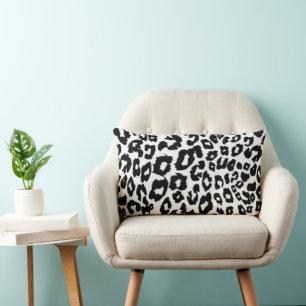 Modern Black and White Leopard Print Lumbar Cushion