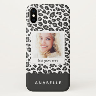 Modern black and white leopard print vintage photo Case-Mate iPhone case