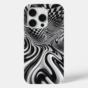 Modern Black and White Liquid Swirl Phone Case 