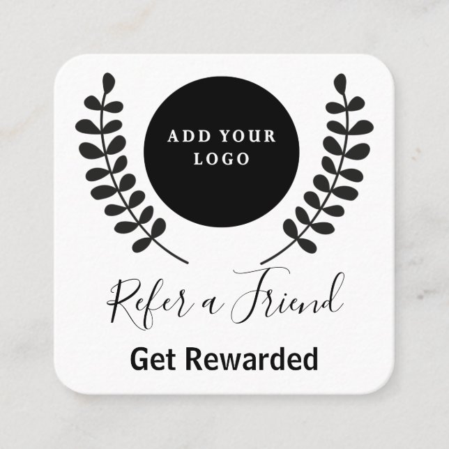 Modern Black And White Logo Professional  Referral Card (Front)