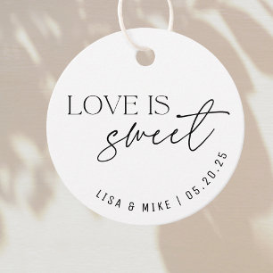 Modern Black and White Love is Sweet Wedding Favour Tags