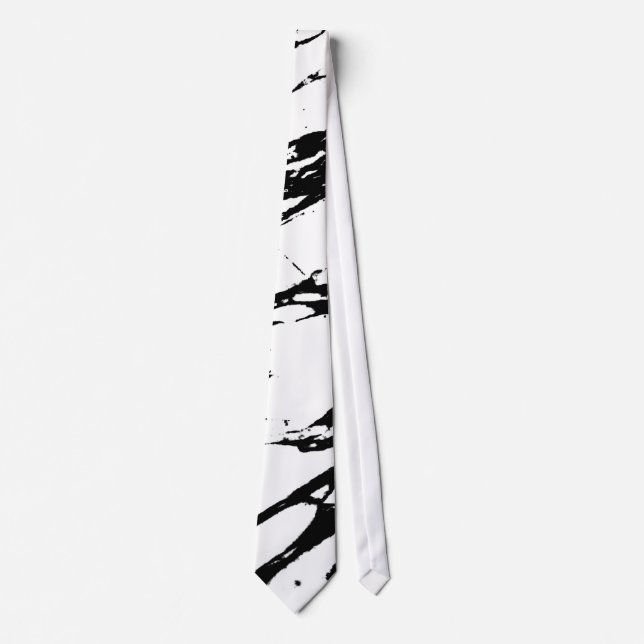 Modern Black and White Marble Pattern Tie (Front)