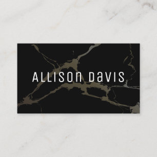 Modern Black and White Marble QR Code  Business Card