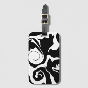 Modern Black and White marble swirl Luggage Tag