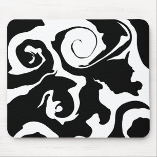 Modern Black and White marble swirl Mouse Pad