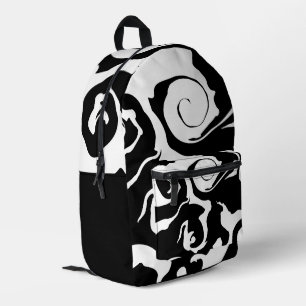 Modern Black and White marble swirl Printed Backpack