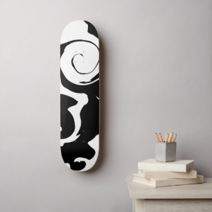 Modern Black and White marble swirl Skateboard