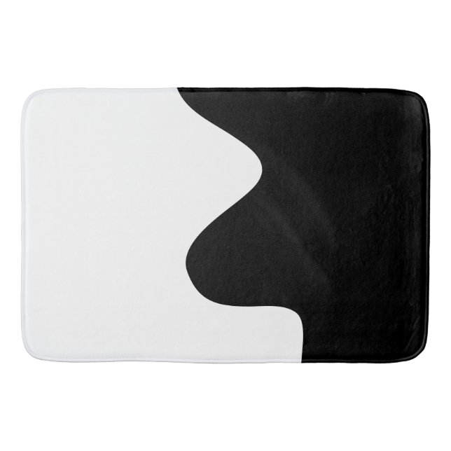 Modern Black and White Minimal Abstract art Bath Mat (Front)