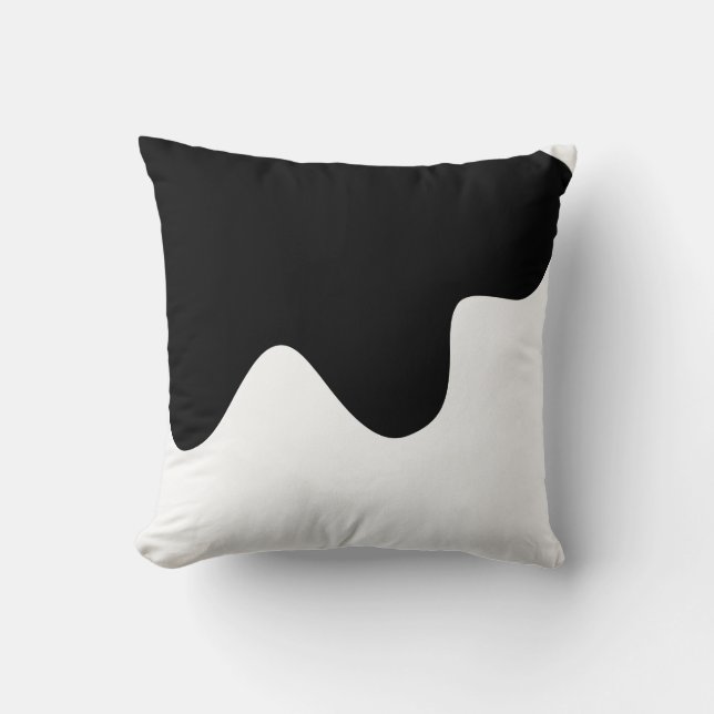 Modern Black and White Minimal Abstract art Cushion (Front)