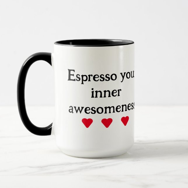 modern black and white minimal script typography mug (Left)