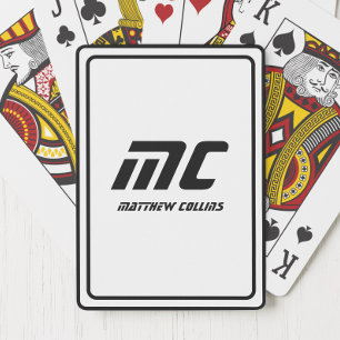 Modern Black and White Minimal Simple Personalised Playing Cards