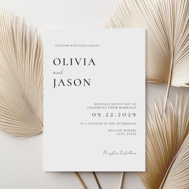Modern Black and White Minimal Wedding Invitation (Creator Uploaded)