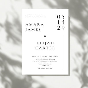 Modern Black and White Minimal Wedding Invitation