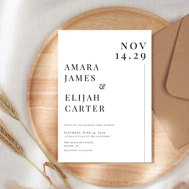 Modern Black and White Minimal Wedding Invitation (Creator Uploaded)