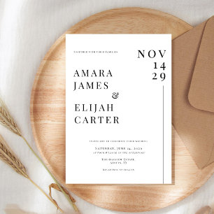 Modern Black and White Minimal Wedding Invitation