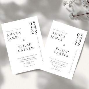 Modern Black and White Minimal Wedding Invitation