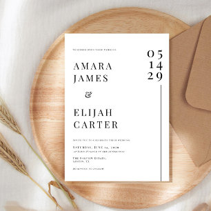 Modern Black and White Minimal Wedding Invitation
