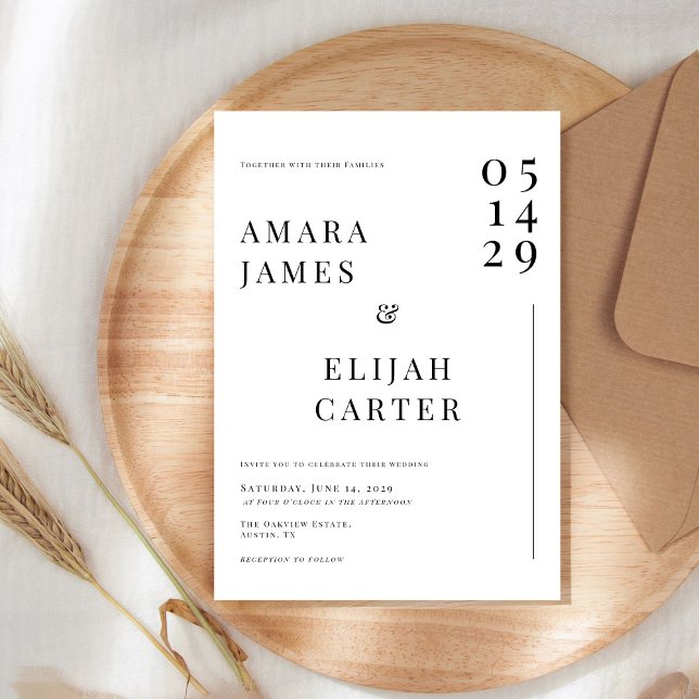 Modern Black and White Minimal Wedding Invitation (Creator Uploaded)