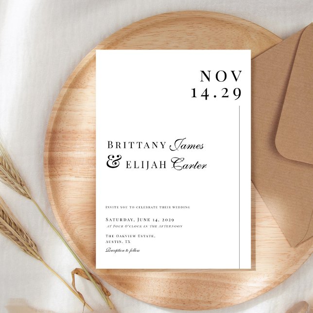 Modern Black and White Minimal Wedding Invitation (Creator Uploaded)