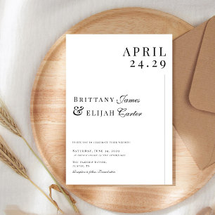 Modern Black and White Minimal Wedding Invitation