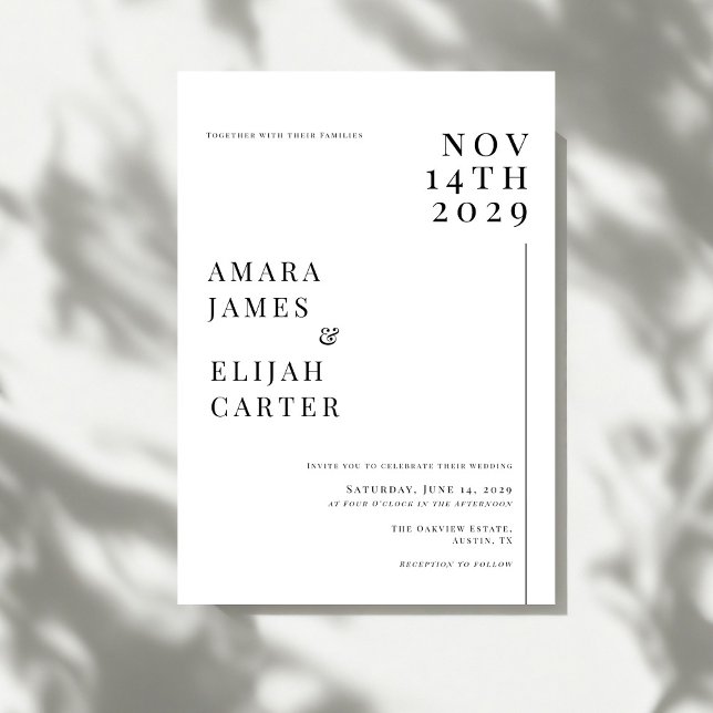Modern Black and White Minimal Wedding Invitation (Creator Uploaded)