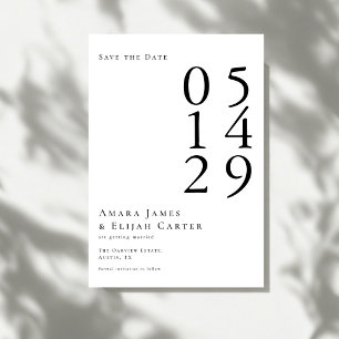 Modern Black and White Minimal Wedding Save The Date