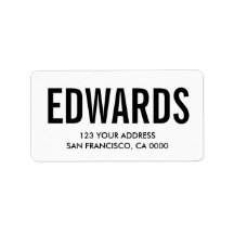 Modern black and white minimalist address